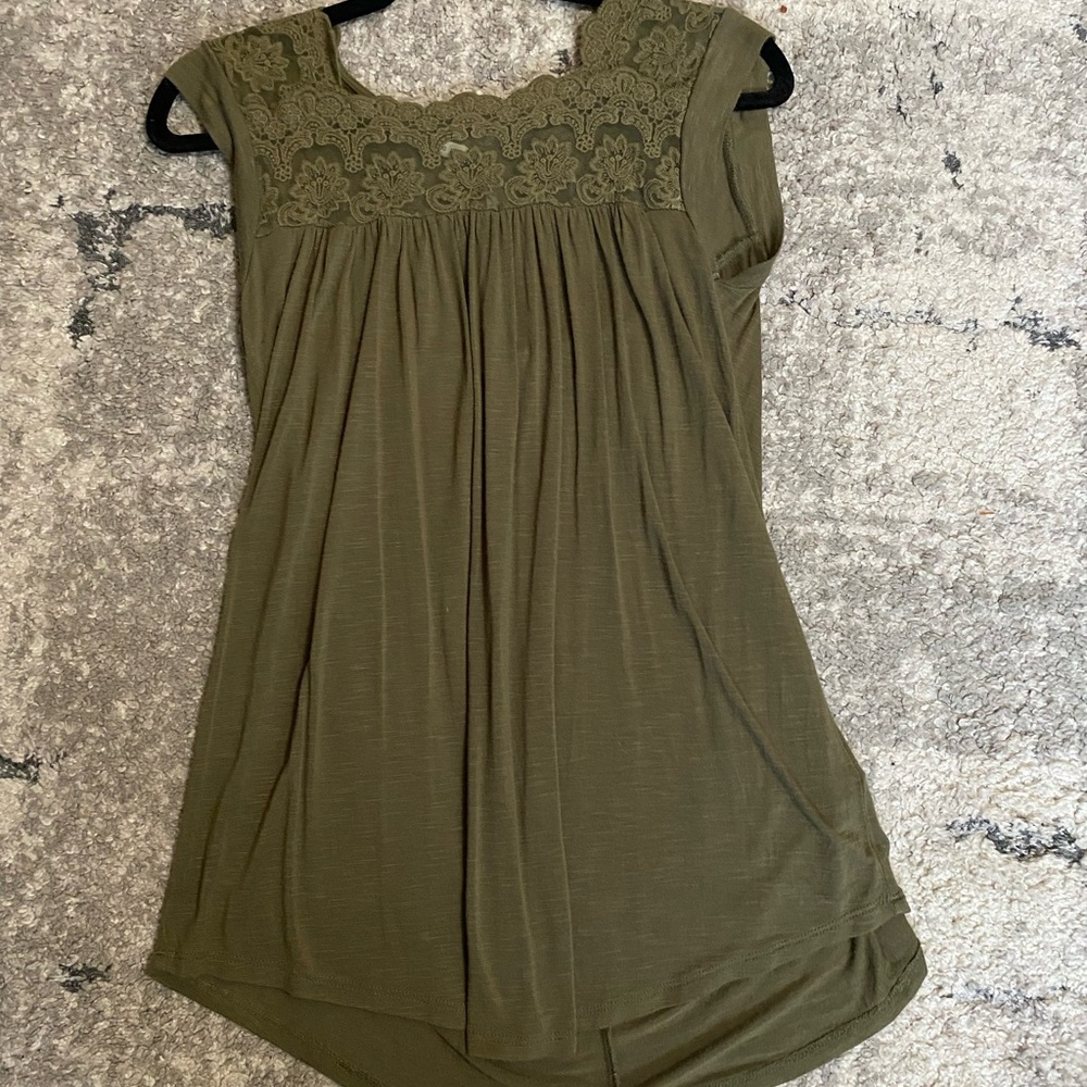 Olive Green Lace Top